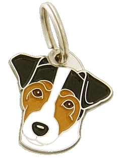 Russell terrier tricolor <br> (placa de identificação para cães, Gravado incluído)